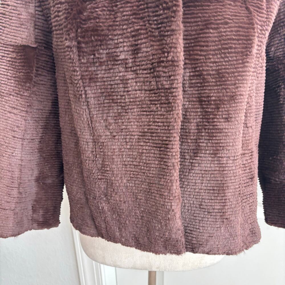 SPI 25 Sandy Pino Rabbit Fur Jacket Brown Ribbed Cropped Coat Brooch Large - Picture 5 of 13
